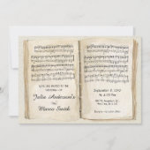 Hochzeit von Vintagen Notenblättern Einladung (Vorderseite)