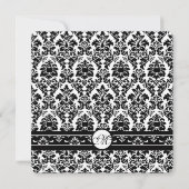 Hochzeit von Vintagen schwarzen und weißen Damasku Einladung (Rückseite)