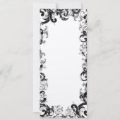 Hochzeit von Vintagen schwarzen und weißen Damasku Einladung (Rückseite)