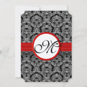 Hochzeit von Vintagen schwarzen und weißen Damasku Einladung (Vorderseite)