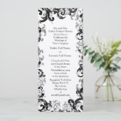 Hochzeit von Vintagen schwarzen und weißen Damasku Einladung (Stehend Vorderseite)