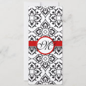 Hochzeit von Vintagen schwarzen und weißen Damasku Einladung (Rückseite)