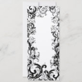 Hochzeit von Vintagen schwarzen und weißen Damasku Einladung (Rückseite)