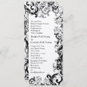 Hochzeit von Vintagen schwarzen und weißen Damasku Einladung (Vorne/Hinten)