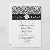 Hochzeit von Vintagen schwarzen und weißen Damasku Einladung (Rückseite)