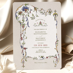 Hochzeit von Vintagen Viktorianischen Blumenzitate Einladung