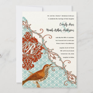 Hochzeit von Vintagen Vogelarten Einladung
