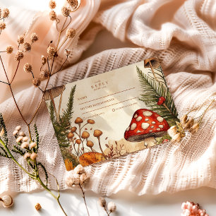 Hochzeit von Vintagen Wald-Pilzen RSVP Karte