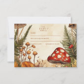 Hochzeit von Vintagen Wald-Pilzen RSVP Karte (Vorderseite)