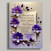 Hochzeit von violetten Goldblättern Einladung