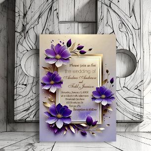 Hochzeit von violetten Goldblättern Einladung