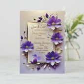 Hochzeit von violetten Goldblättern Save The Date (Stehend Vorderseite)