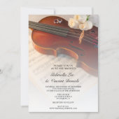 Hochzeit von Violine und Weißen Rosen Einladung (Vorderseite)