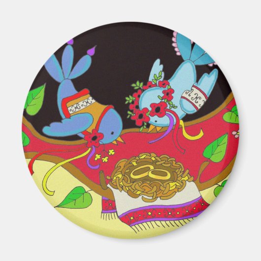 Hochzeit von Vögeln Ukrainische Volkskunst Magnet (Vorne)