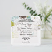 Hochzeit von Vögeln und Vogelkäfigen Einladung (Stehend Vorderseite)