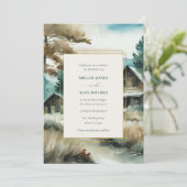 Hochzeit von Waldkiefernwald Einladung (Stehend Vorderseite)
