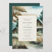 Hochzeit von Waldkiefernwald Einladung (Vorne/Hinten)