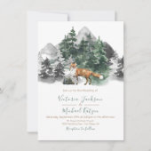 Hochzeit von Waldland fox Watercolor Einladung (Vorderseite)