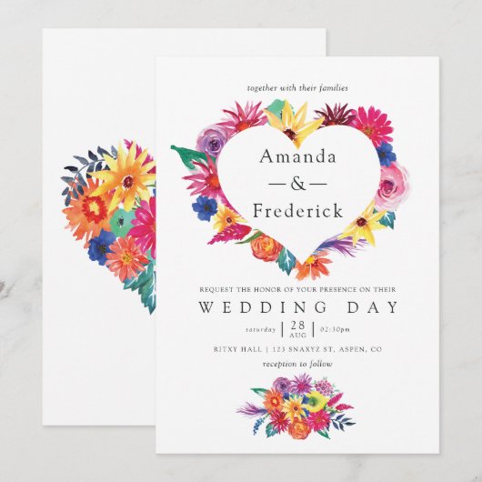Hochzeit von Wasserfarbe Einladung (Vorne/Hinten)
