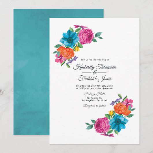 Hochzeit von Wasserfarbe Einladung (Vorne/Hinten)
