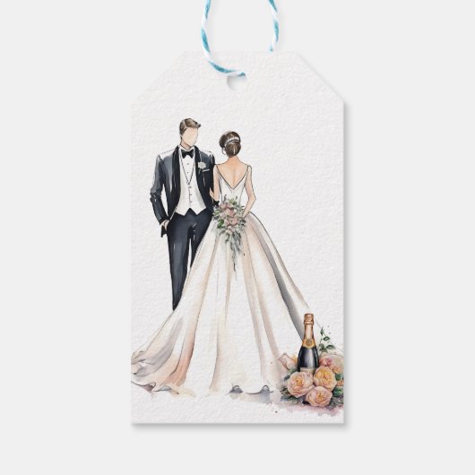 Hochzeit von Wasserfarbe Geschenkanhänger (Rückseite)