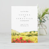 Hochzeit von Wasserfarbe Mohnfrühling Save the Dat Einladung (Stehend Vorderseite)