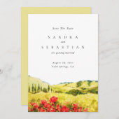 Hochzeit von Wasserfarbe Mohnfrühling Save the Dat Einladung (Vorne/Hinten)