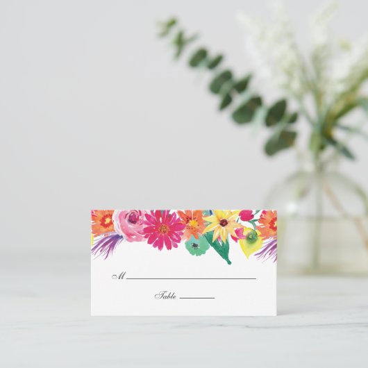 Hochzeit von Wasserfarbe Platzkarte (Stehend Vorderseite)