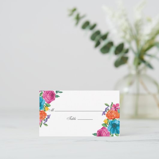 Hochzeit von Wasserfarbe Platzkarte (Stehend Vorderseite)