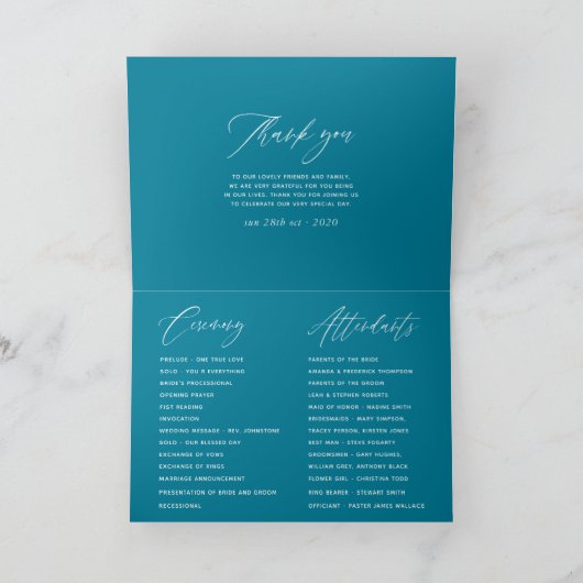 Hochzeit von Wasserfarbe Programm (Innenseite)