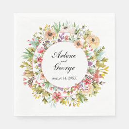 Hochzeit von Wasserfarben-Blume Serviette