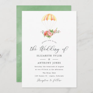 Hochzeit von Wasserfarben-Bouquet-Fallschirm Einladung