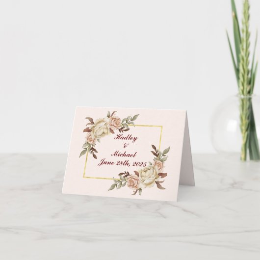 Hochzeit von Wasserfarben Dankeskarte (Vorderseite)