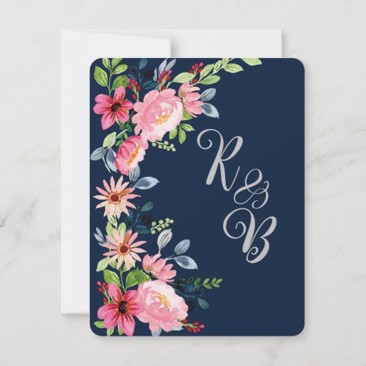 Hochzeit von Wasserfarben Dankeskarte (Rückseite)