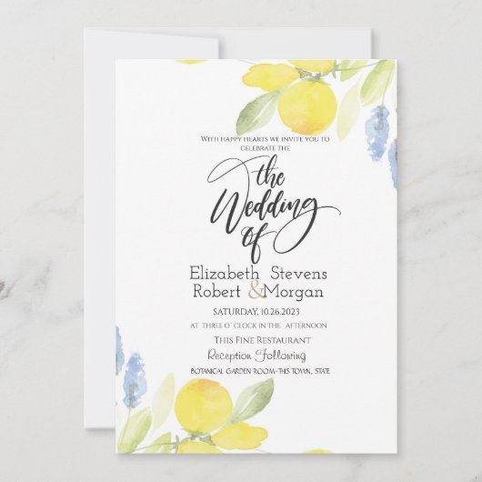 Hochzeit von Wasserfarben Einladung (Vorderseite)