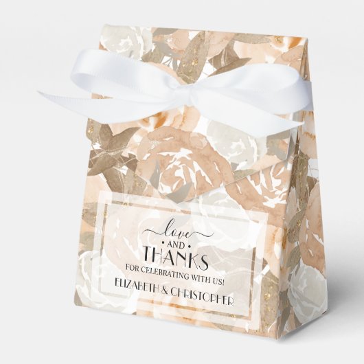 Hochzeit von Wasserfarben Peach floral Geschenkschachtel (Vorderseite)