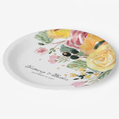 Hochzeit von Wasserfarben Personalisiert Pappteller (Schrägansicht)