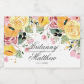 Hochzeit von Wasserfarben Personalisiert Schaumweinetikett (Einzelnes Label)