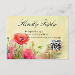 Hochzeit von Wasserfarben-Poppies Begleitkarte