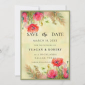 Hochzeit von Wasserfarben-Poppies Save The Date (Vorderseite)