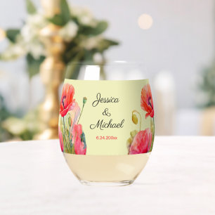 Hochzeit von Wasserfarben-Poppies Weinglas Ohne Stiel