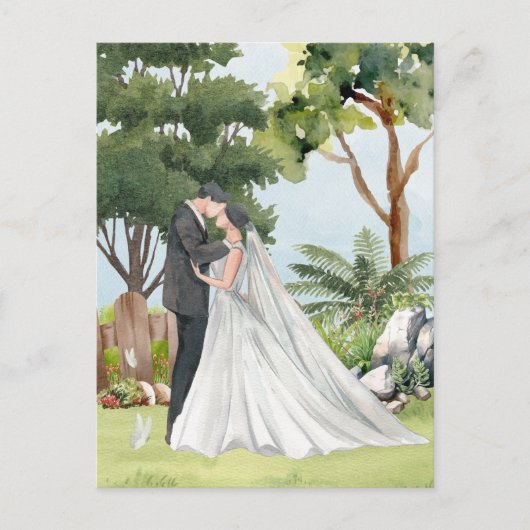 Hochzeit von Wasserfarben Postkarte (Vorderseite)