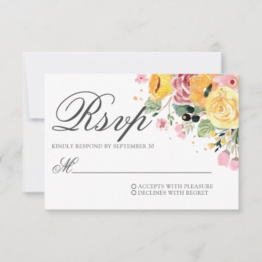 Hochzeit von Wasserfarben RSVP Karte (Vorderseite)