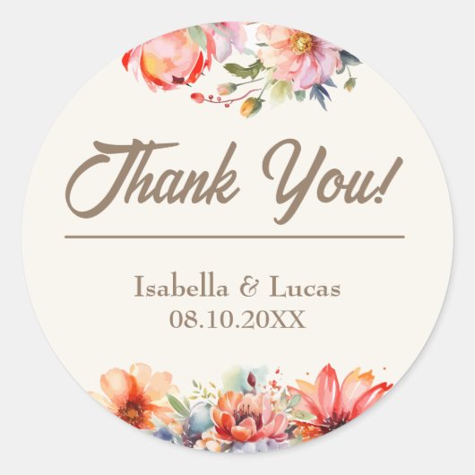 Hochzeit von Wasserfarben Runder Aufkleber (Vorderseite)