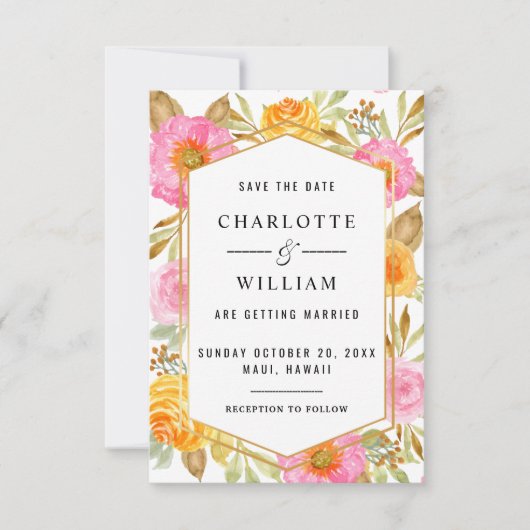 Hochzeit von Wasserfarben Save The Date (Vorderseite)