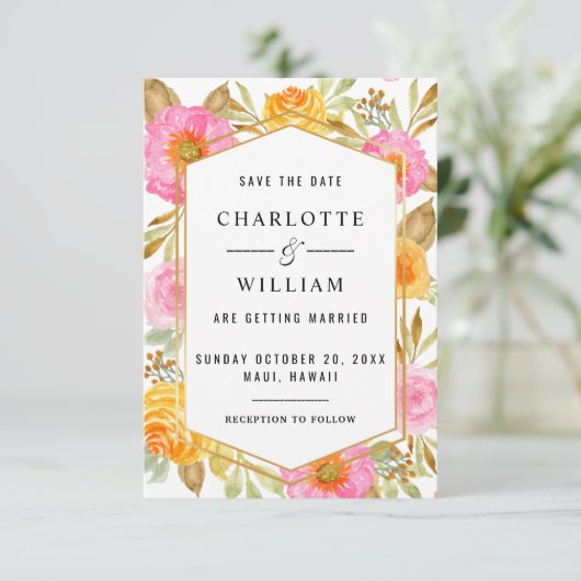 Hochzeit von Wasserfarben Save The Date (Stehend Vorderseite)