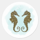 Hochzeit von Wasserfarben-Seepferd Runder Aufkleber (Vorderseite)