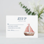 Hochzeit von Wasserfarben-Segel-Yacht RSVP Karte (Stehend Vorderseite)