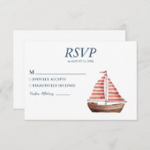 Hochzeit von Wasserfarben-Segel-Yacht RSVP Karte (Vorne/Hinten)