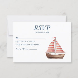Hochzeit von Wasserfarben-Segel-Yacht RSVP Karte